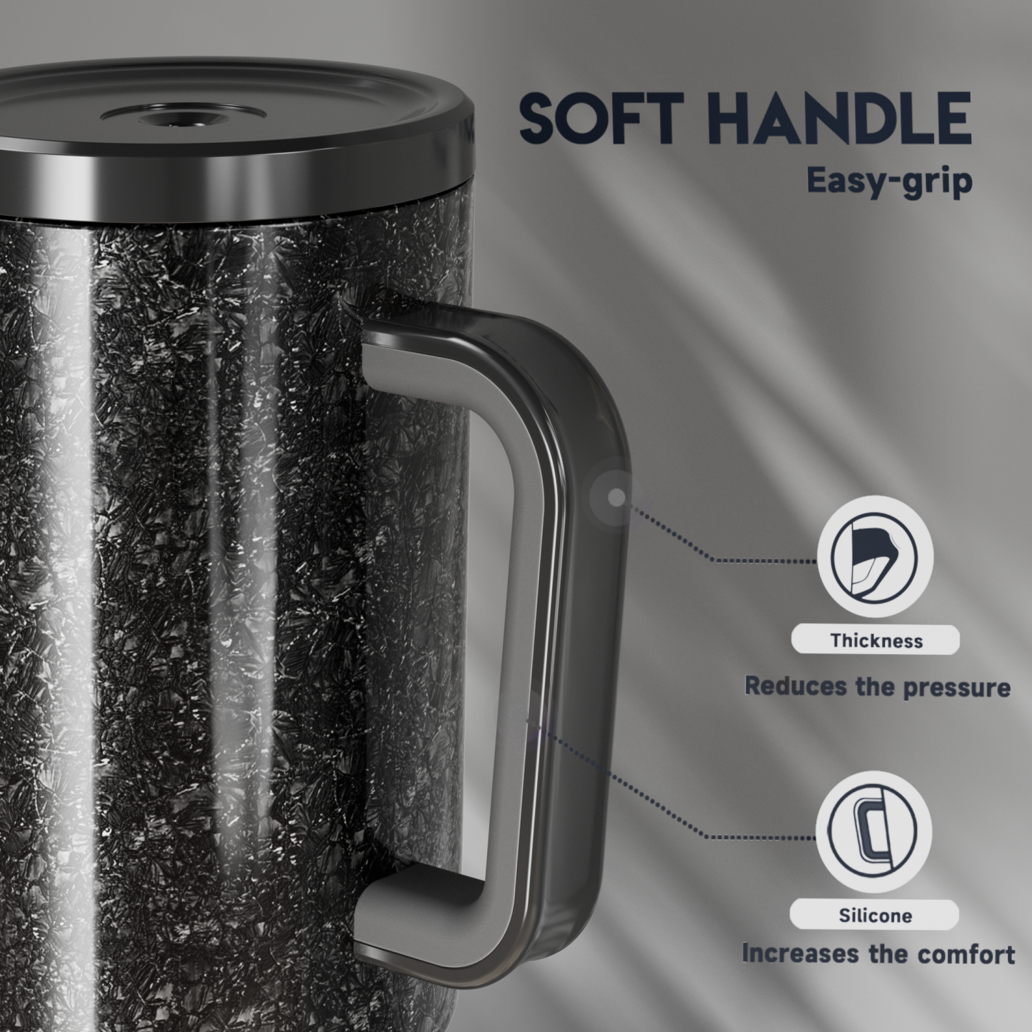40oz Tumbler With Straw Ice Pattern-Black