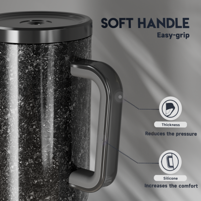 40oz Tumbler With Straw Ice Pattern-Black