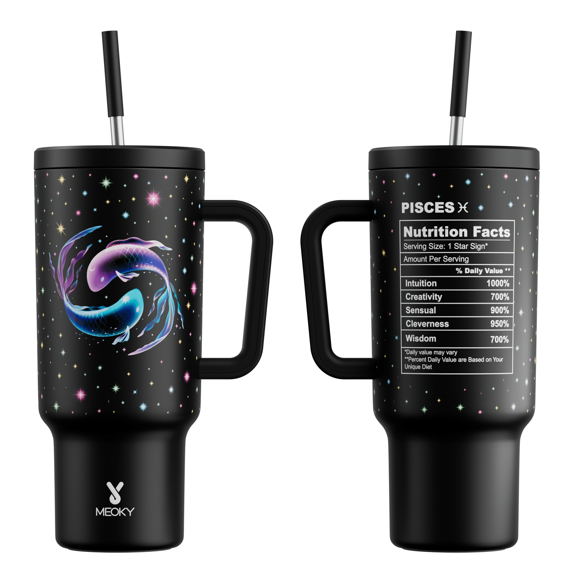 40oz Tumbler With Straw Zodiac Collection-PISCES