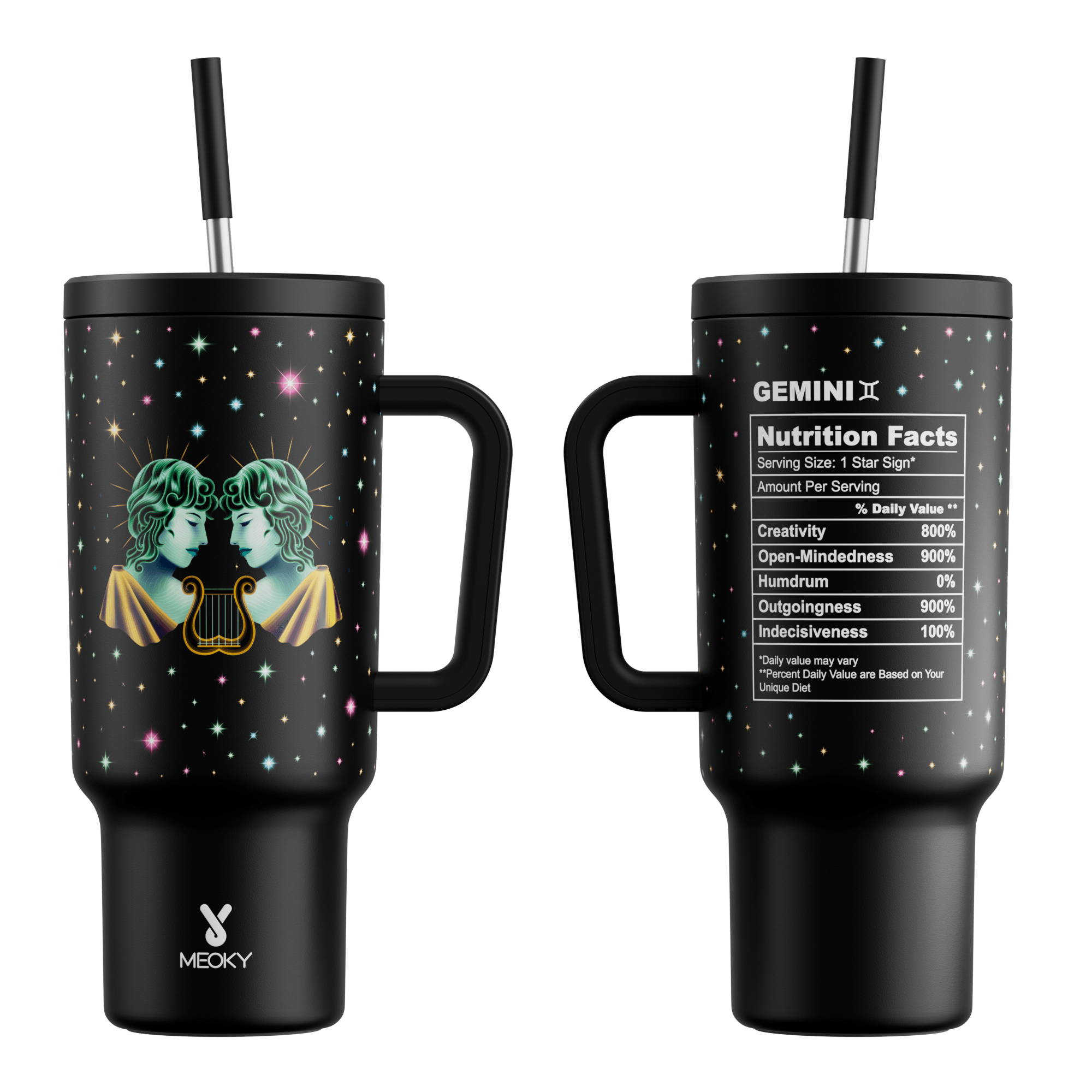 40oz Tumbler With Straw Zodiac Collection-GEMINI