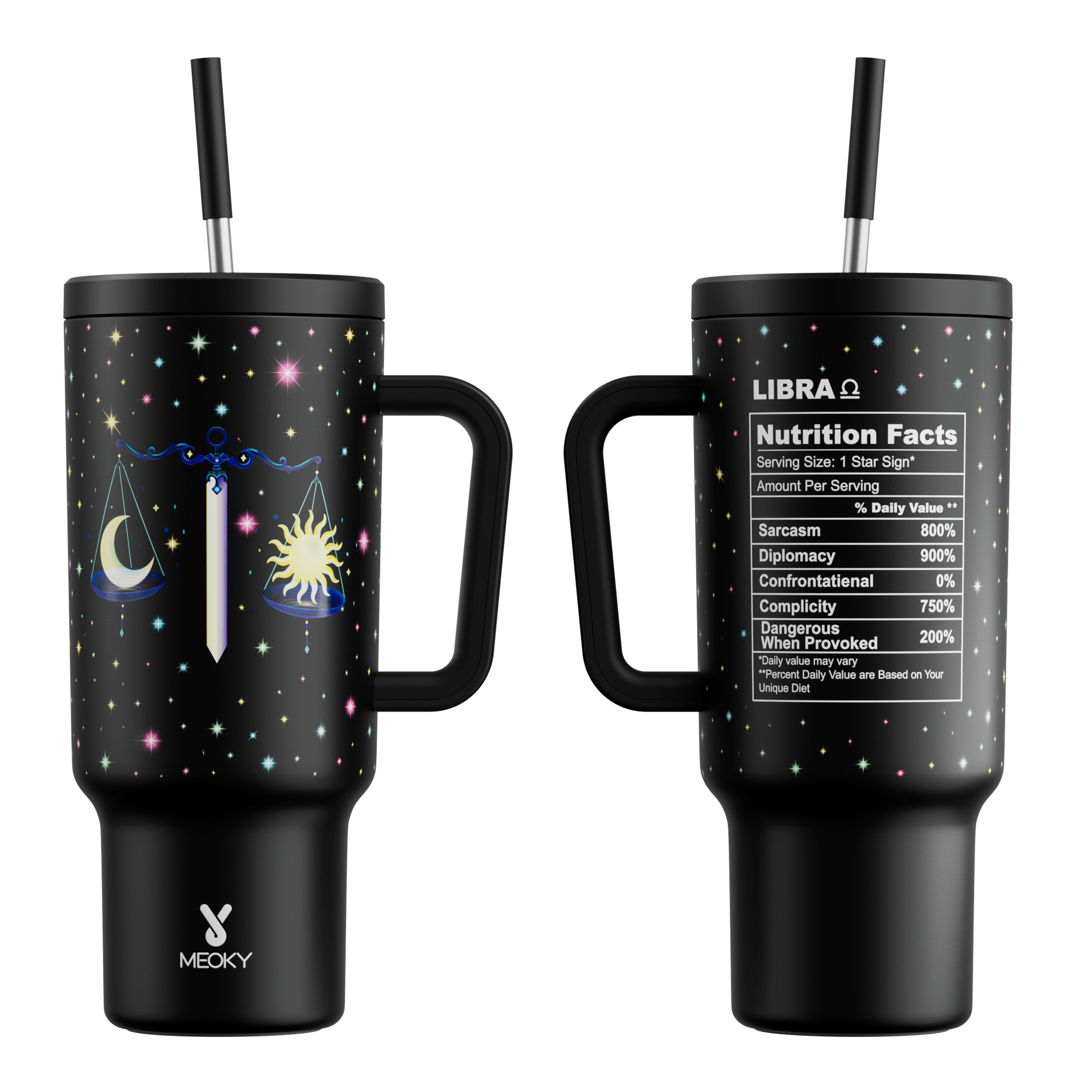 40oz Tumbler With Straw Zodiac Collection-LIBRA