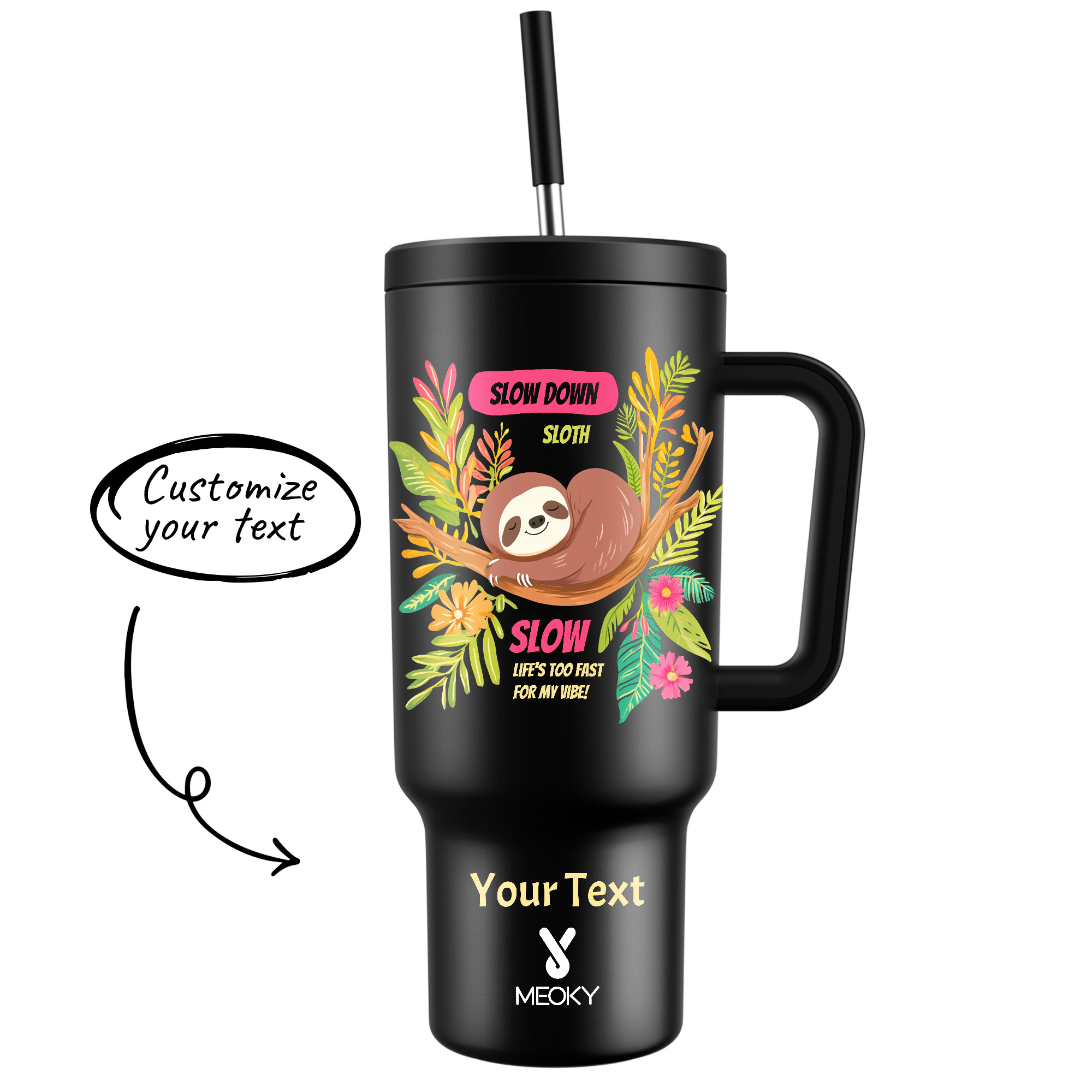 40oz Tumbler With Straw Customized - Cartoon Animals Collection - Gifts for yourself, family, friends, lovers!