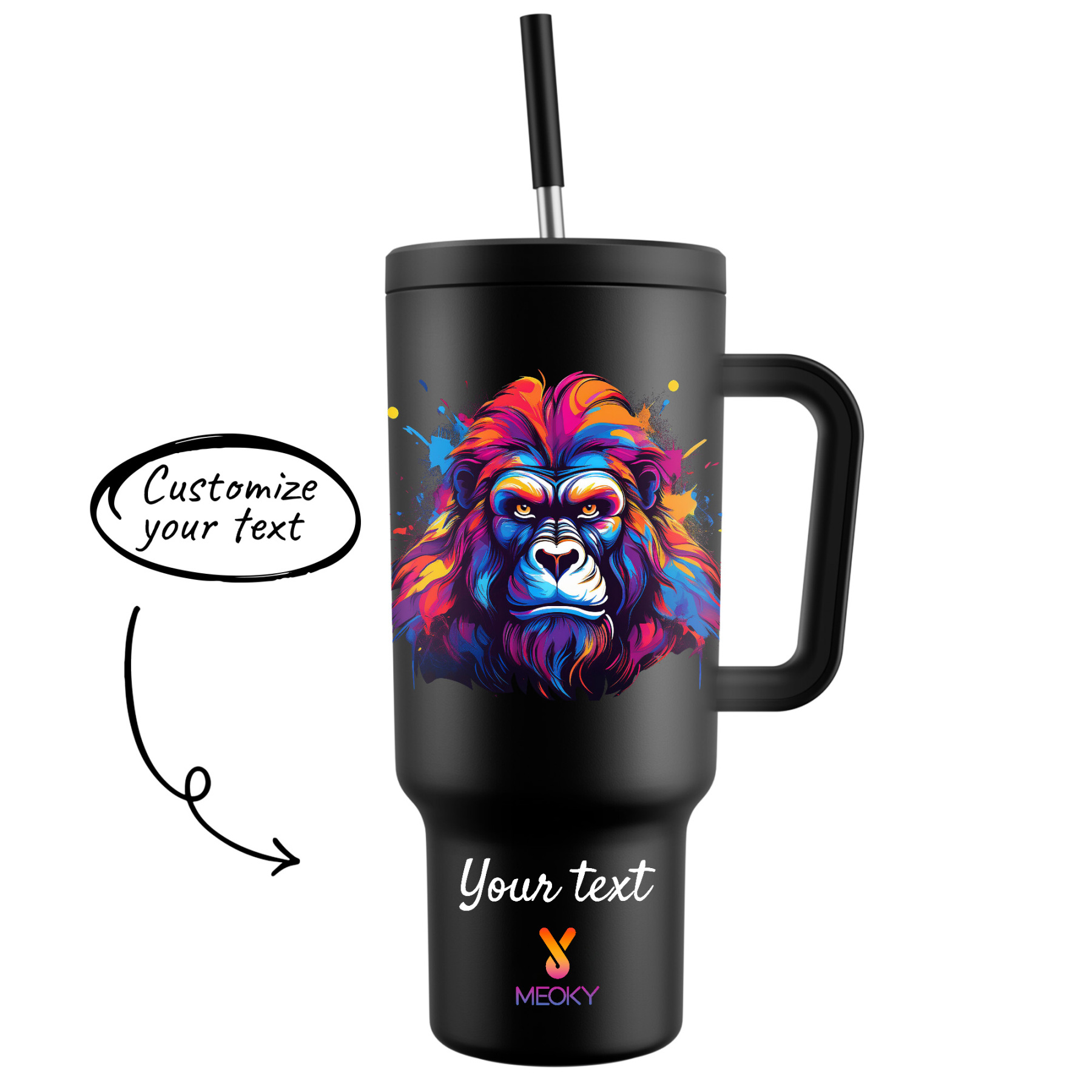 40oz Tumbler With Straw Customized - Wild Animal Collection - The perfect gift for Loved ones, relatives, friends !