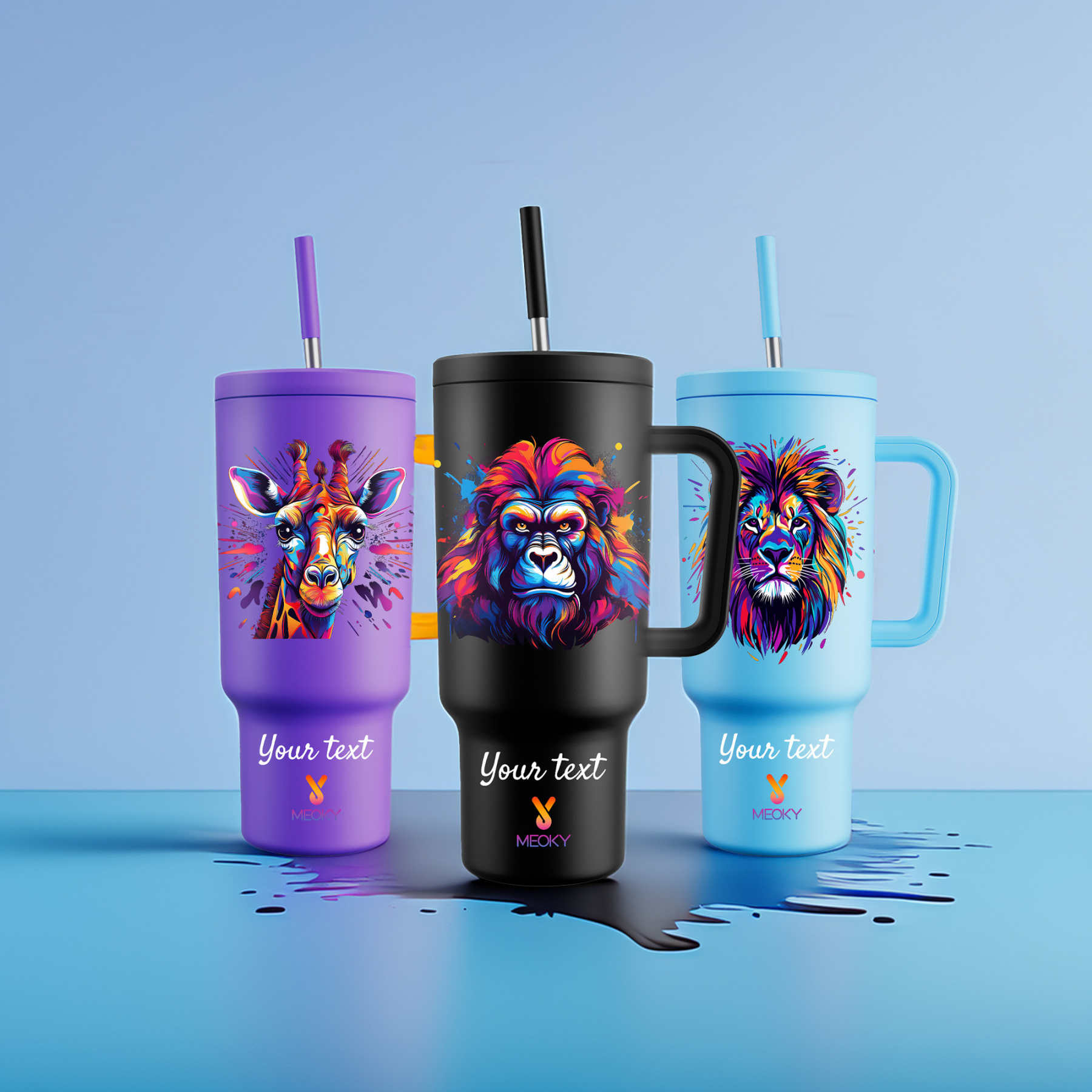 40oz Tumbler With Straw Customized - Wild Animal Collection - The perfect gift for Loved ones, relatives, friends !