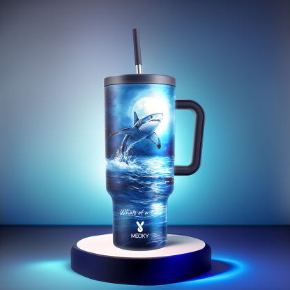 40oz Tumbler With Straw Customized - Moonlight Ocean - Gifts for yourself, family, friends, lovers!