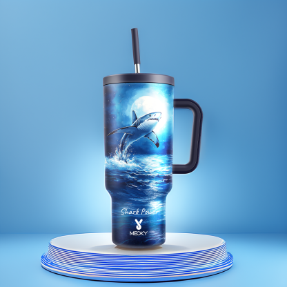 40oz Tumbler With Straw Customized - Moonlight Ocean - Gifts for yourself, family, friends, lovers!