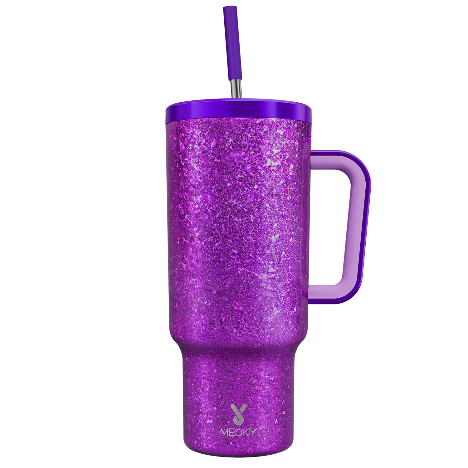 40oz Tumbler With Straw Ice Pattern-Purple