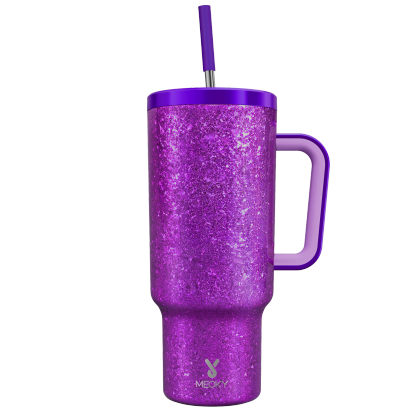 40oz Tumbler With Straw Ice Pattern-Purple