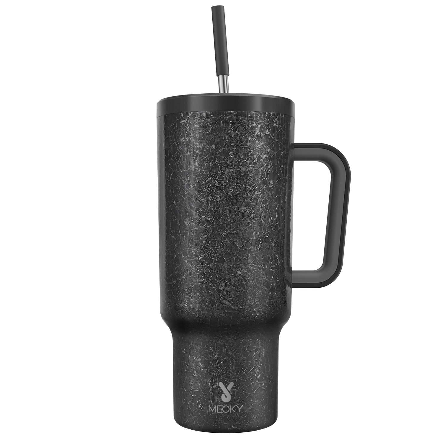 40oz Tumbler With Straw Ice Pattern-Black