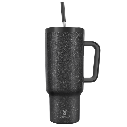 40oz Tumbler With Straw Ice Pattern-Black