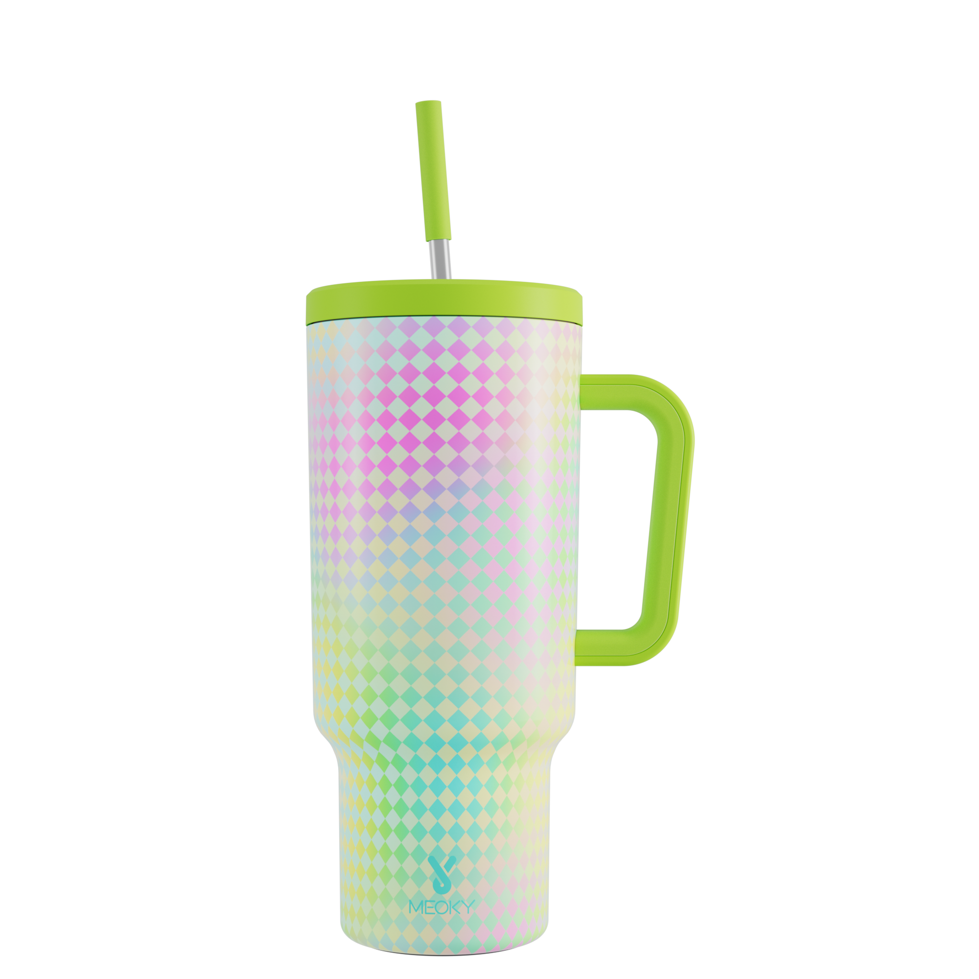 40oz Tumbler With Straw Stripe Collection-Lime Breeze