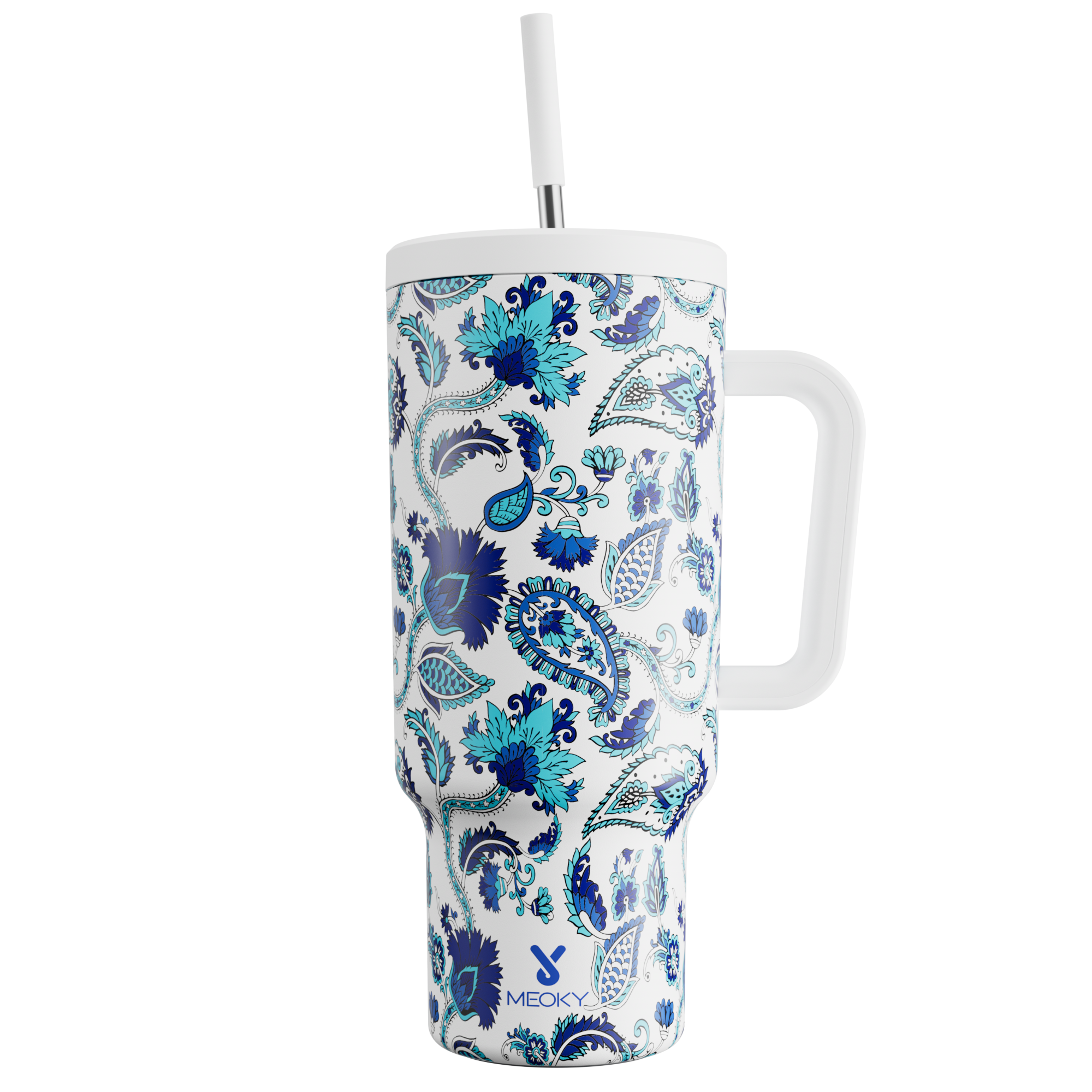 40oz Tumbler With Straw Paisley Collection-Ocean Paisley