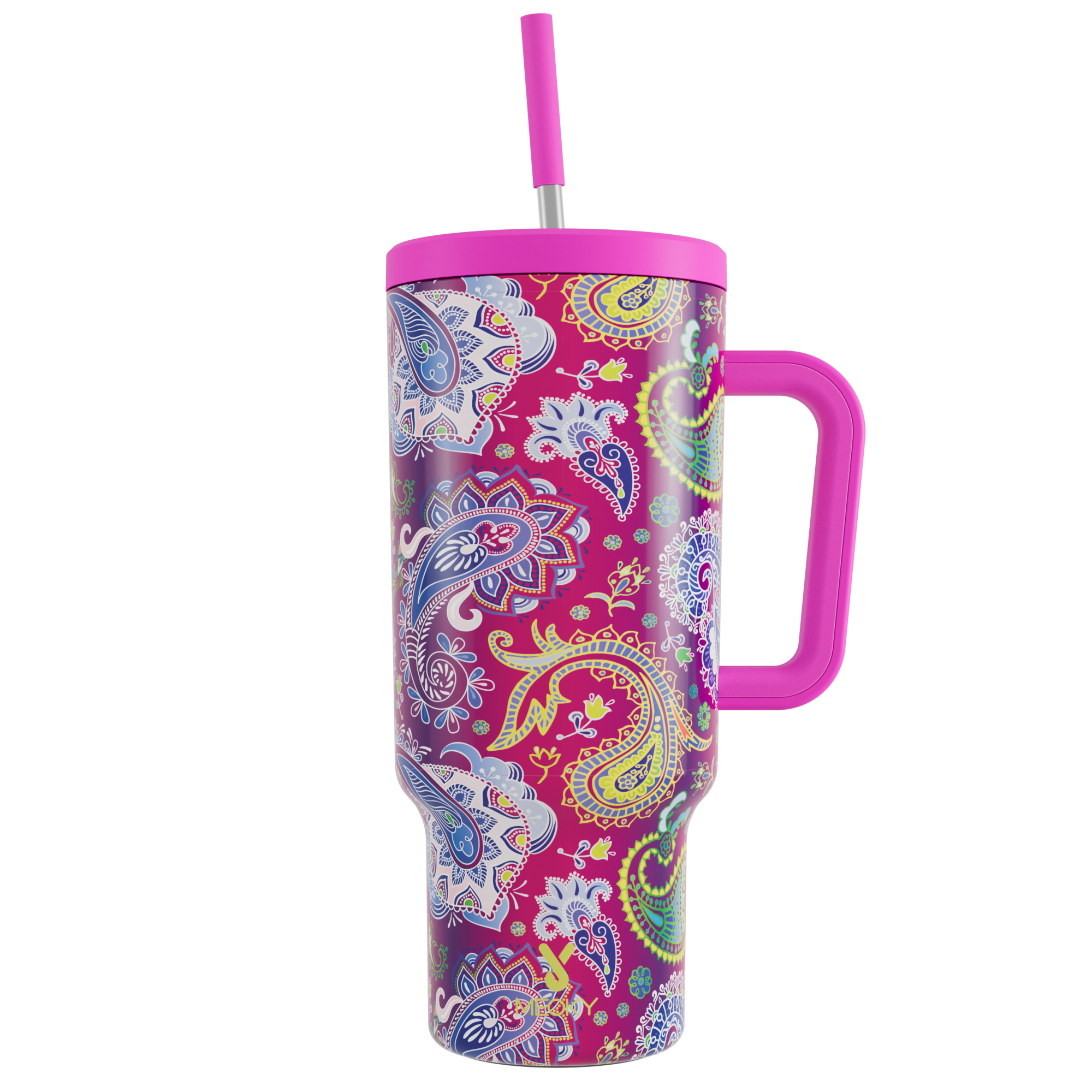 40oz Tumbler With Straw Paisley Collection-Crimson Paisley