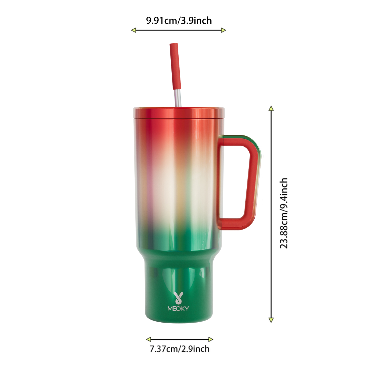 40oz Tumbler With Straw Mirrors Collection-Red-Green