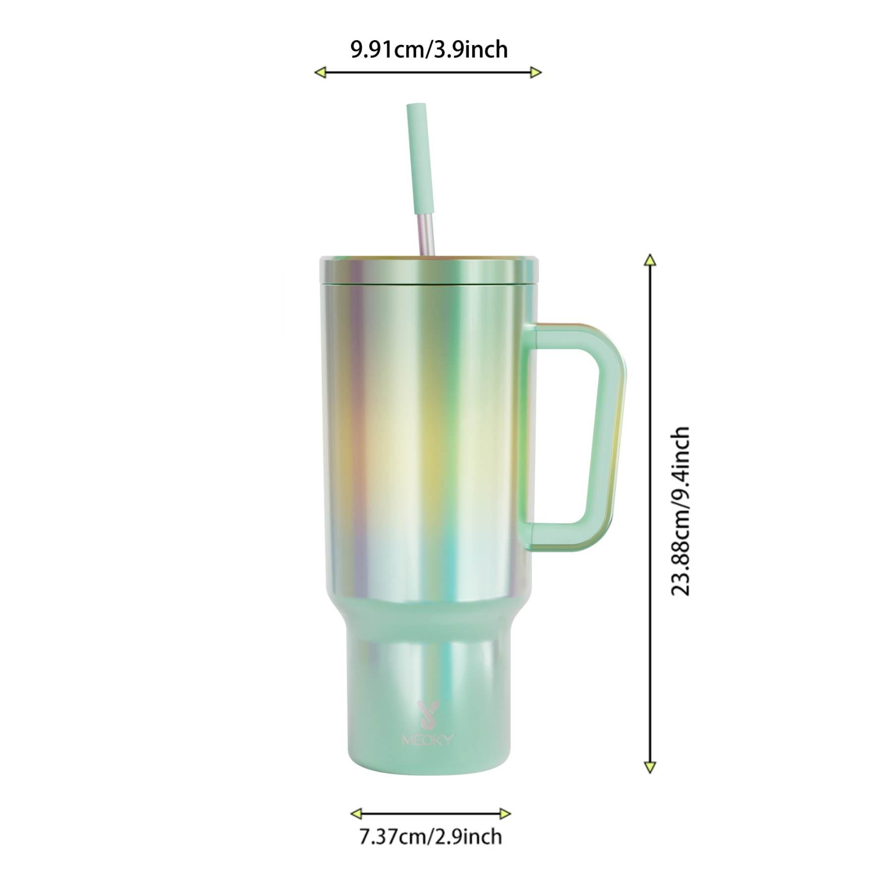 40oz Tumbler With Straw Mirrors Collection-Yellow-Green