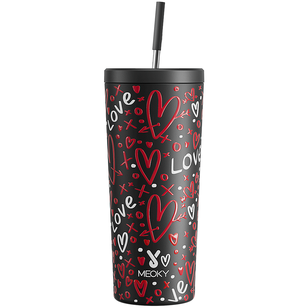 24oz Cold Cup With Straw Valentine Collection