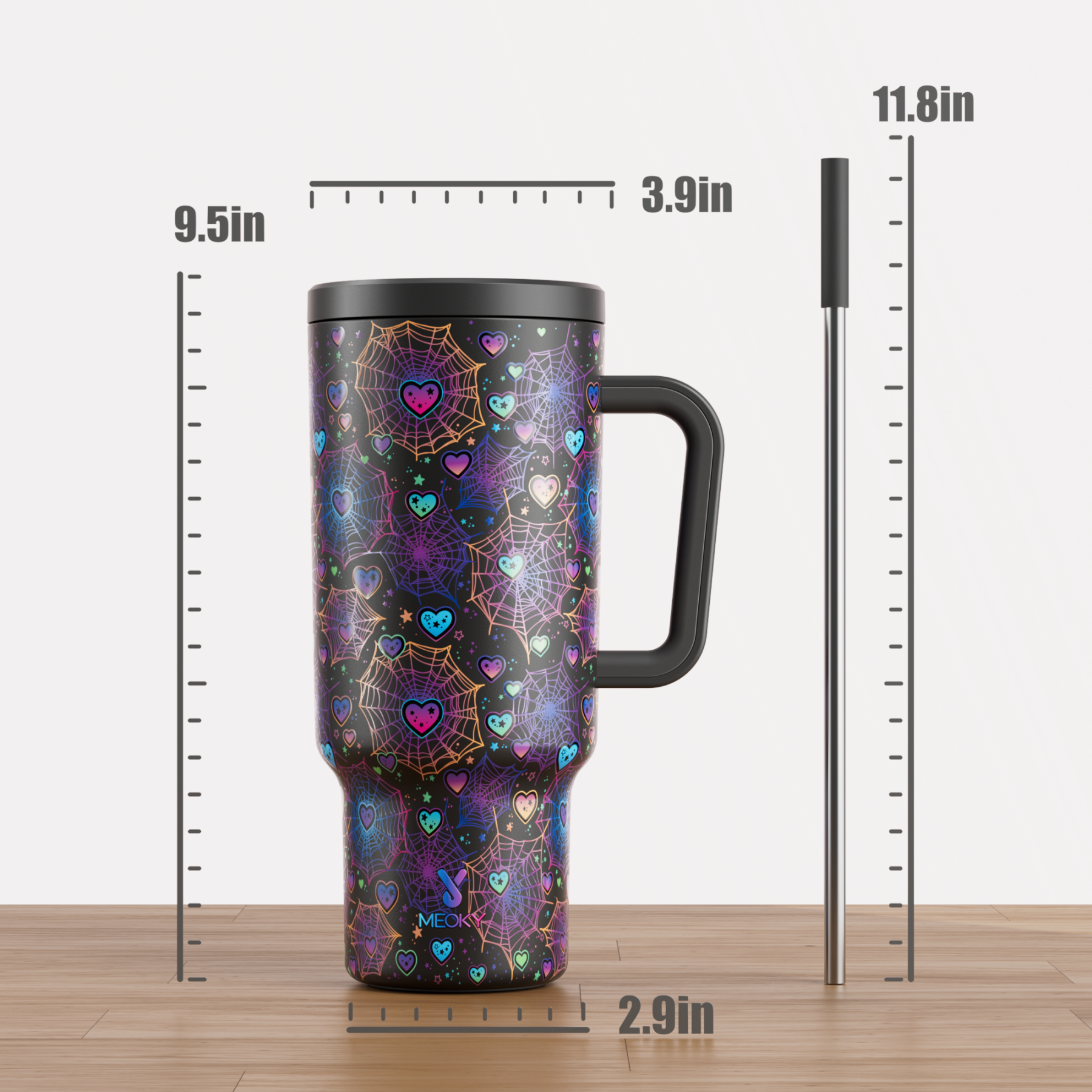 40oz Tumbler With Straw Halloween Special Edition-Black Spider Web-Limited Edition