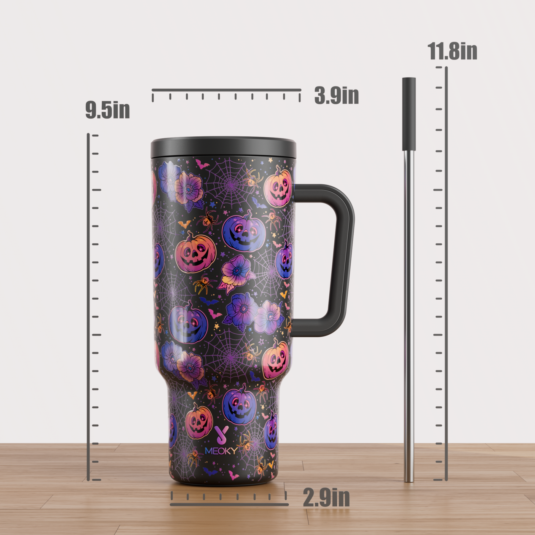 40oz Tumbler With Straw Halloween Special Edition-Smiley Pumpkin-Limited Edition