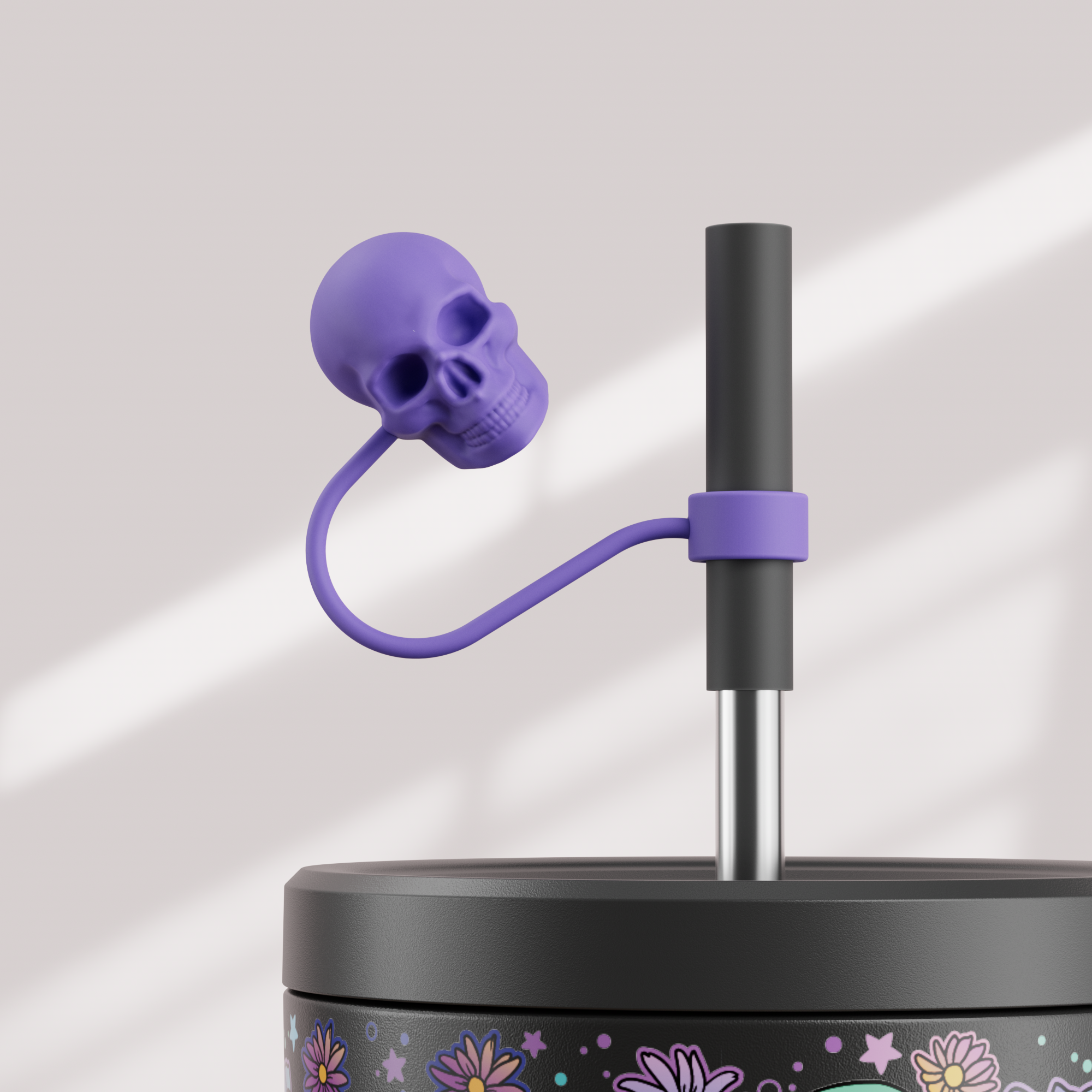 40oz Tumbler With Straw Halloween Special Edition-Black Skull