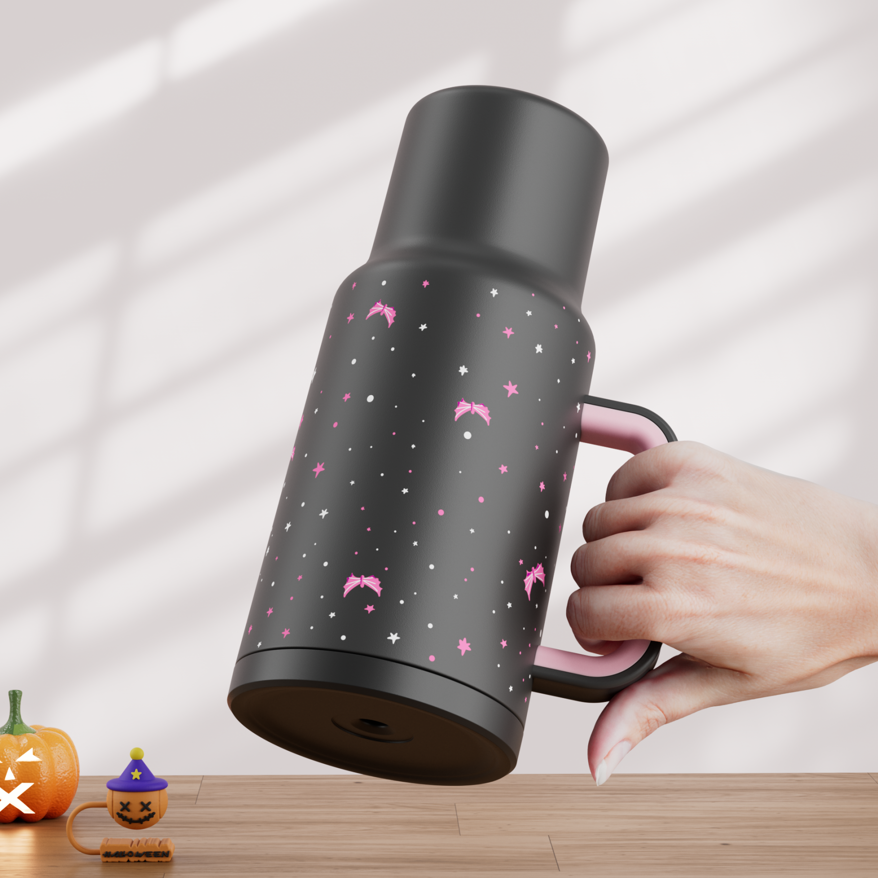 40oz Tumbler With Straw Halloween Special Edition-Black Castle Halloween - Luminous