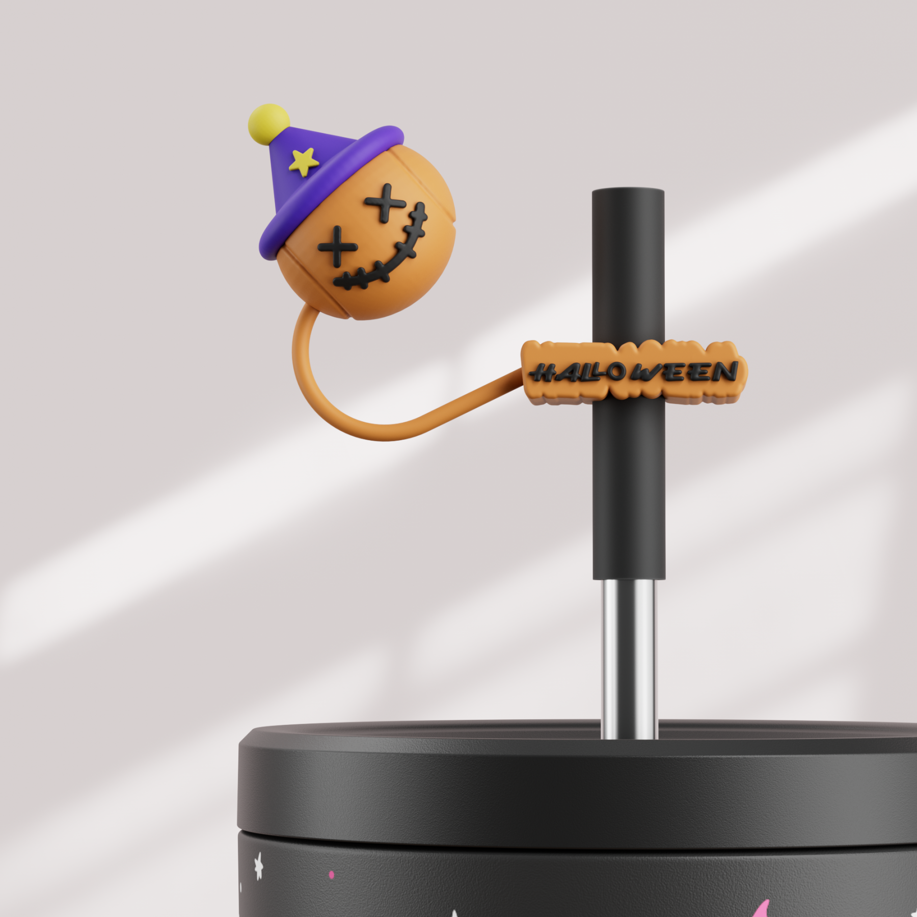 40oz Tumbler With Straw Halloween Special Edition-Black Castle Halloween - Luminous