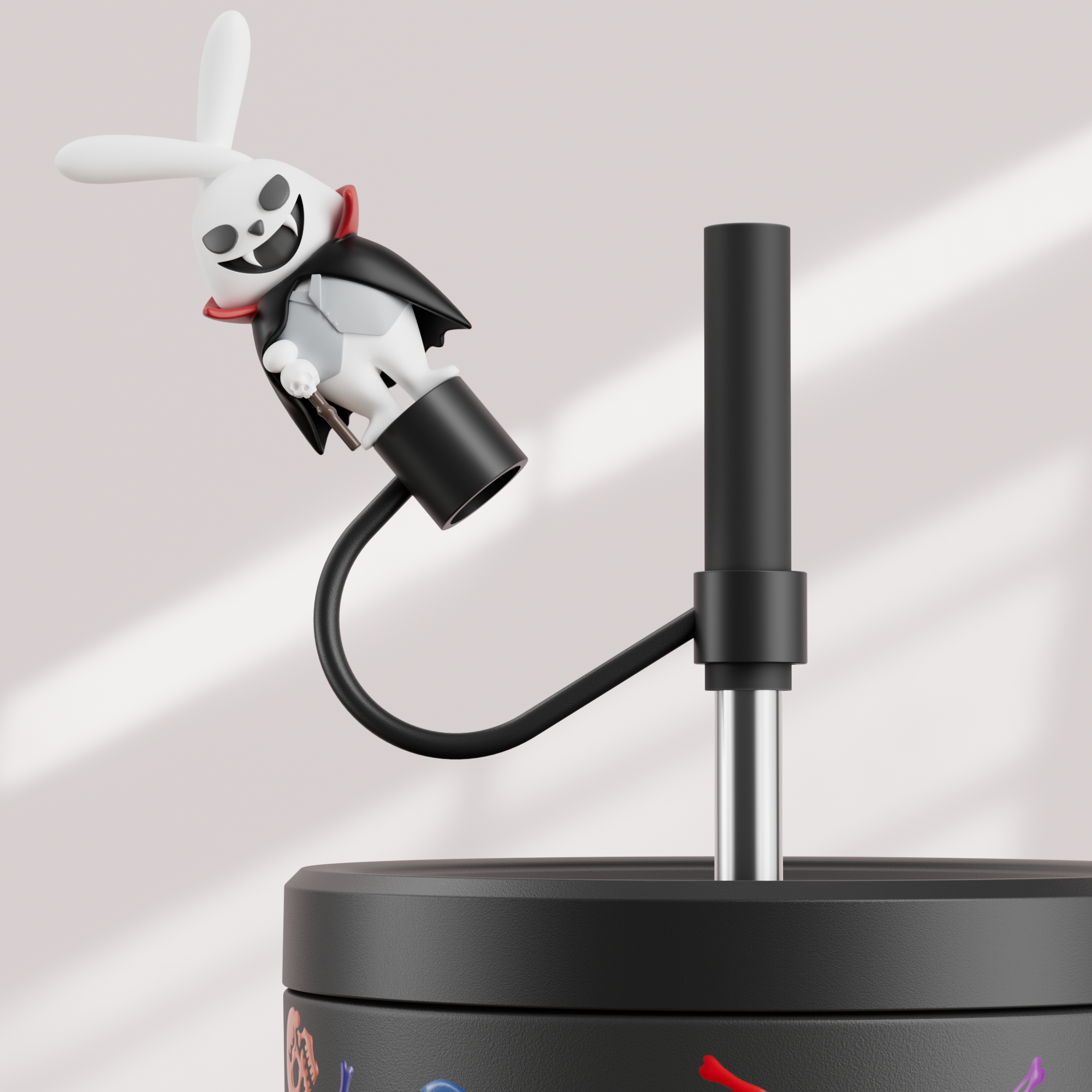 40oz Tumbler With Straw Halloween Special Edition-White Bunny Halloween - Luminous