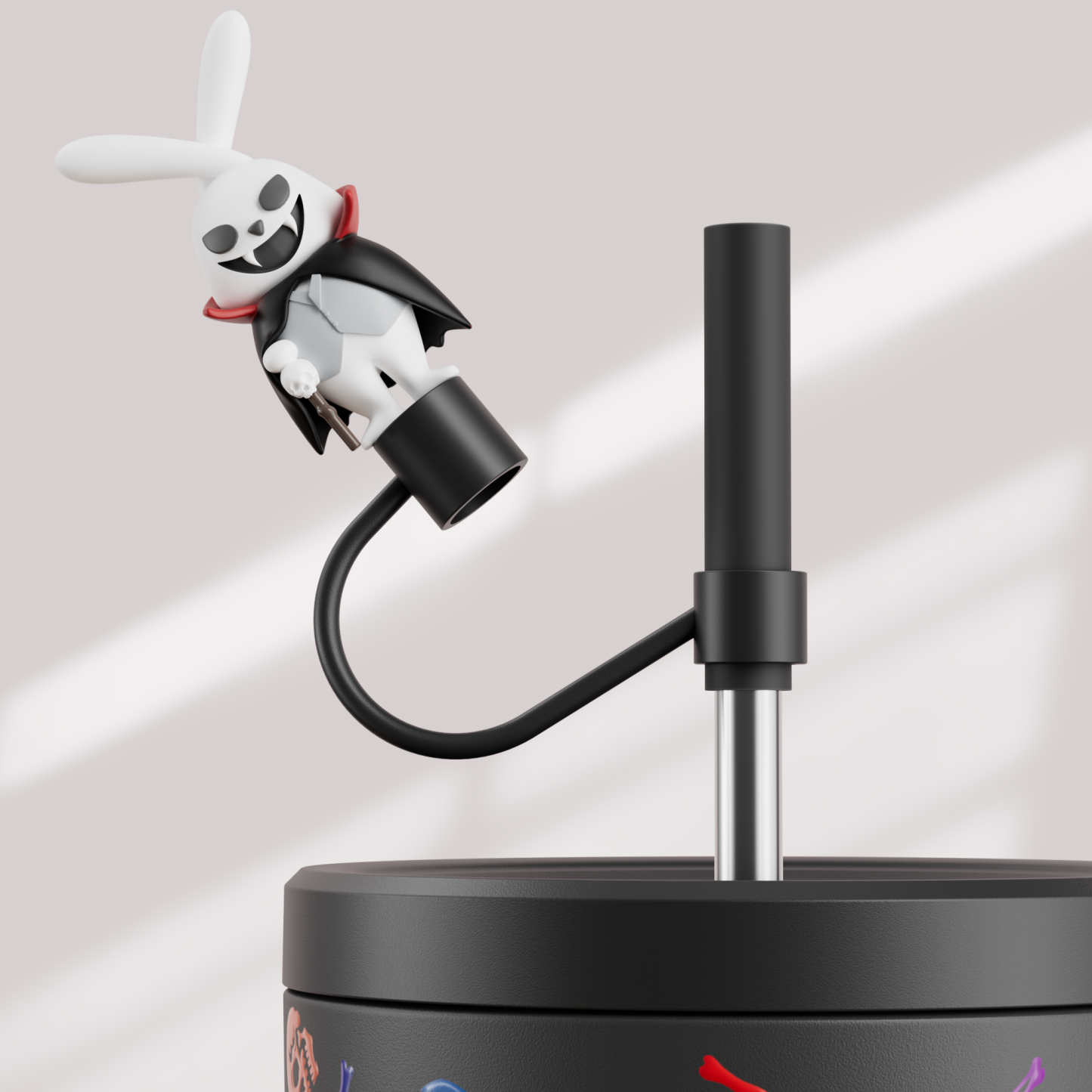 40oz Tumbler With Straw Halloween Special Edition-White Bunny Halloween - Luminous