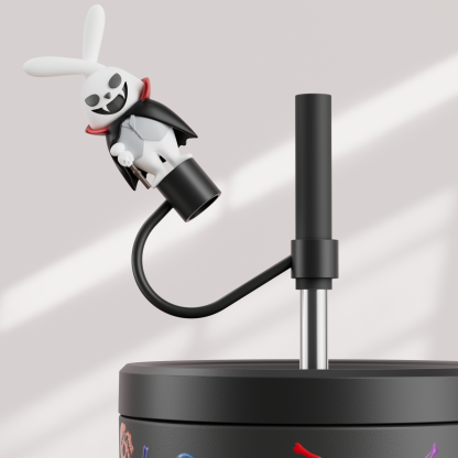 40oz Tumbler With Straw Halloween Special Edition-White Bunny Halloween - Luminous