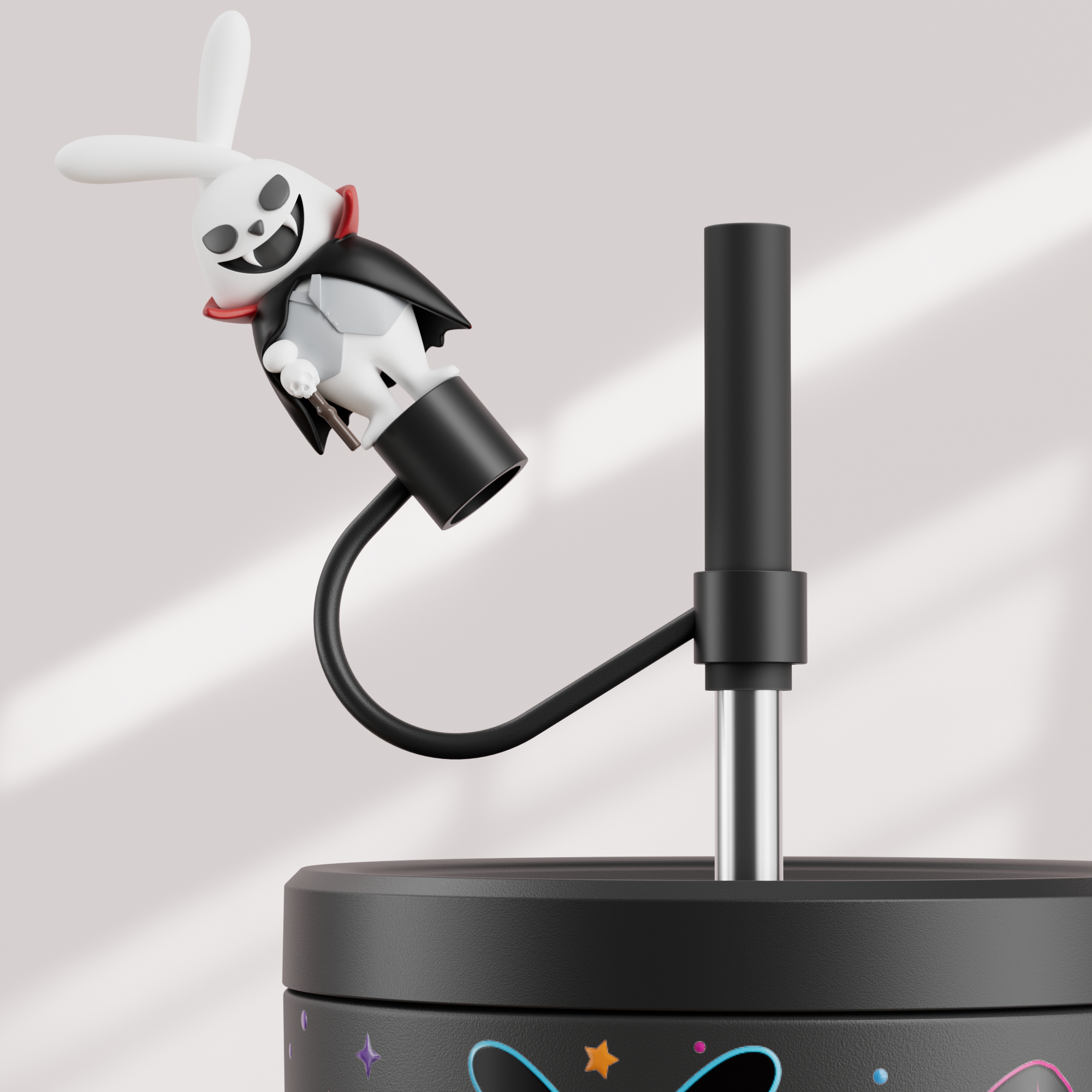 40oz Tumbler With Straw Halloween Special Edition-Black Bunny Halloween - Luminous