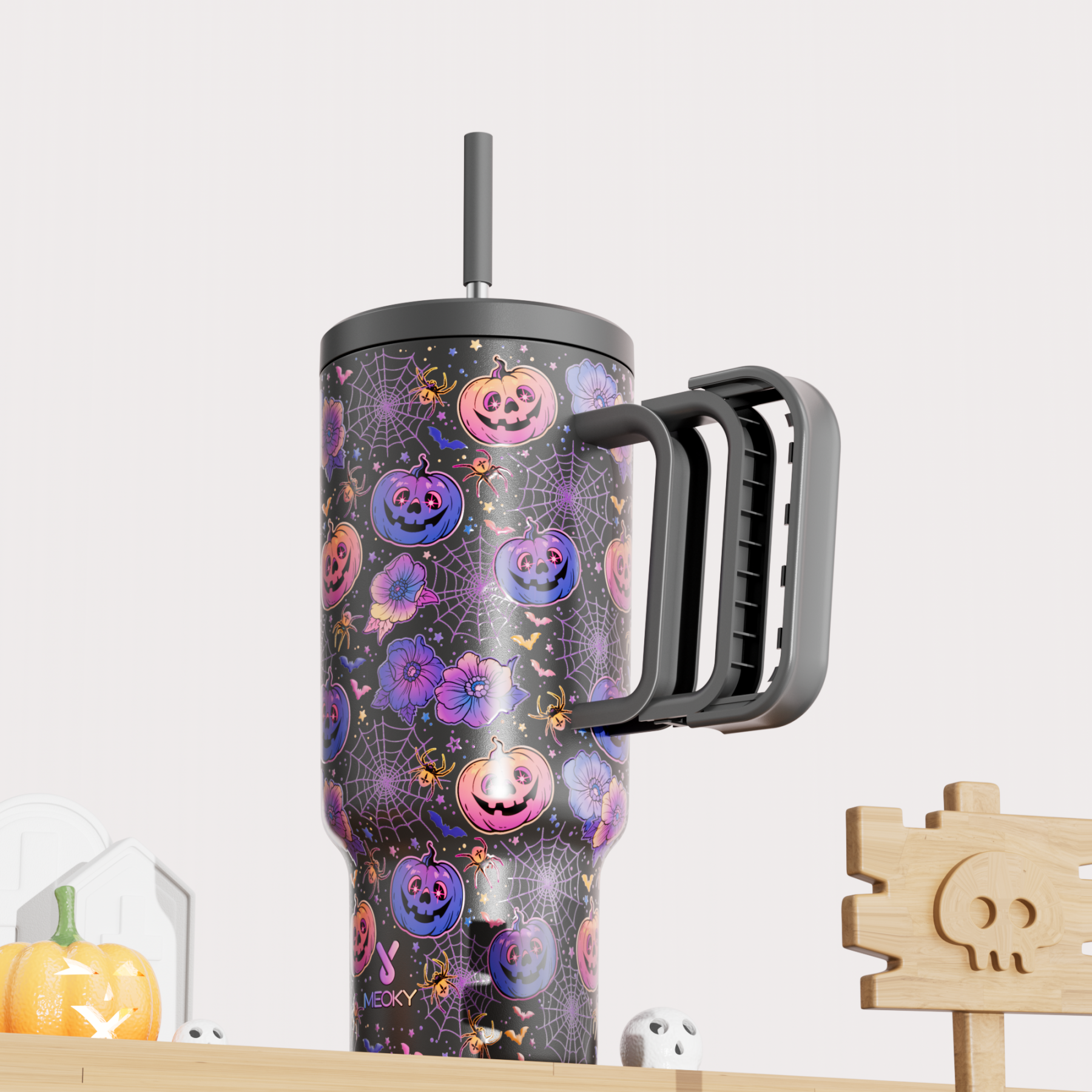 40oz Tumbler With Straw Halloween Special Edition-Smiley Pumpkin-Limited Edition