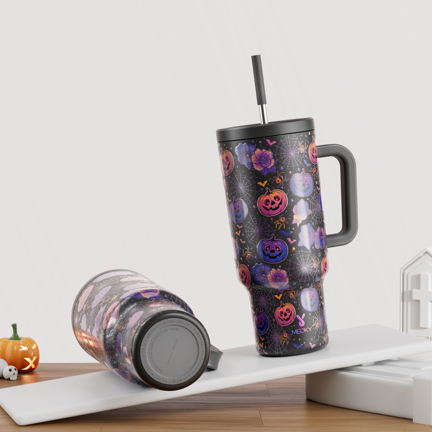 40oz Tumbler With Straw Halloween Special Edition-Smiley Pumpkin-Limited Edition