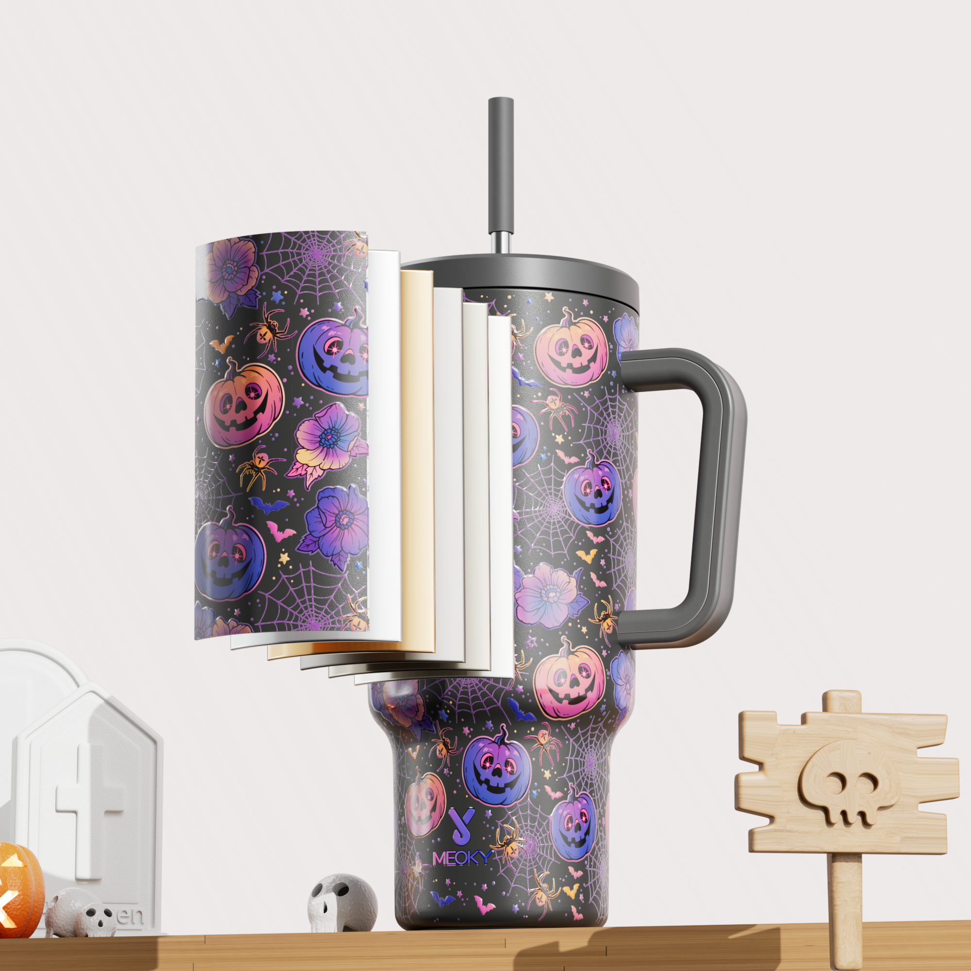 40oz Tumbler With Straw Halloween Special Edition-Smiley Pumpkin-Limited Edition