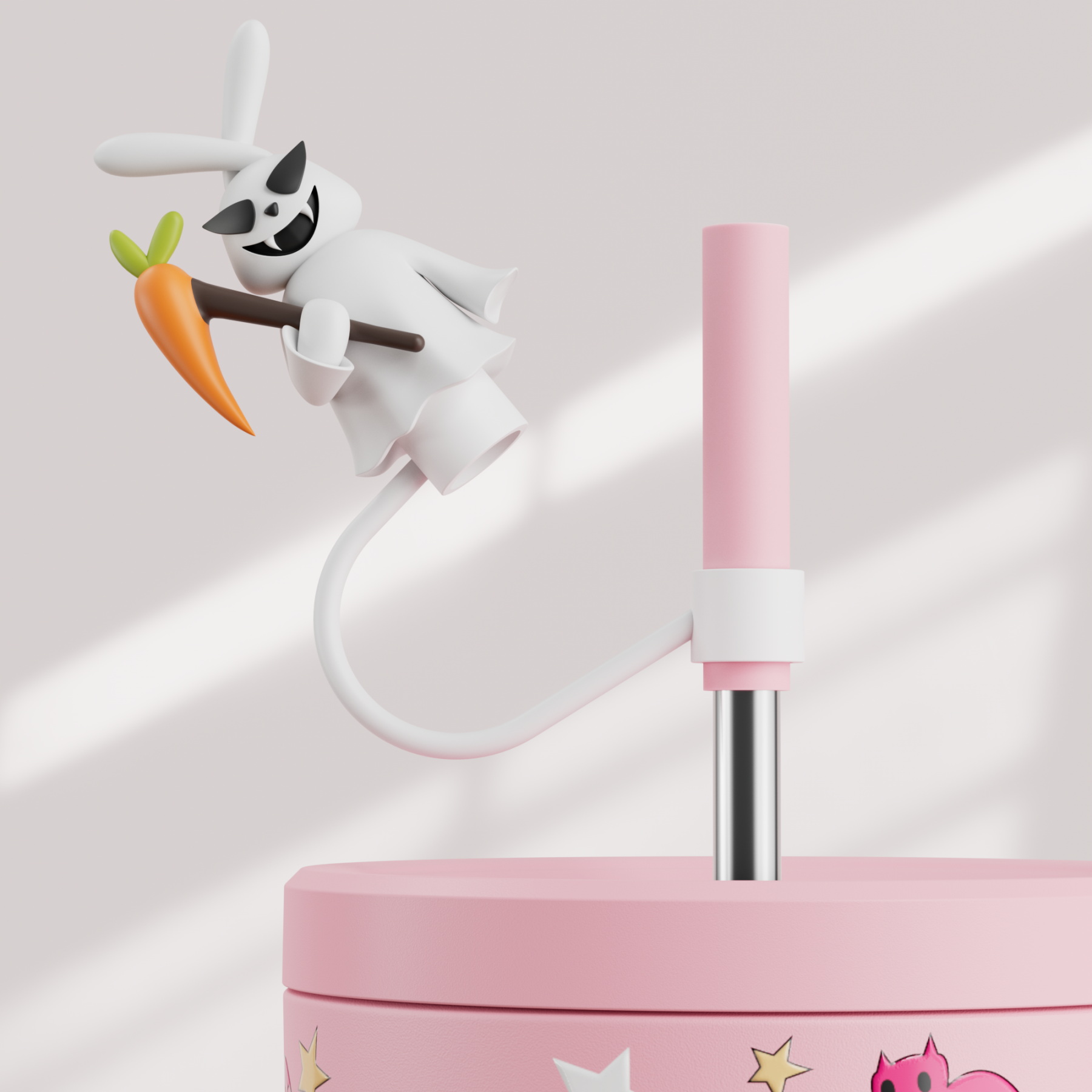 40oz Tumbler With Straw Halloween Special Edition-Pink Bunny Halloween