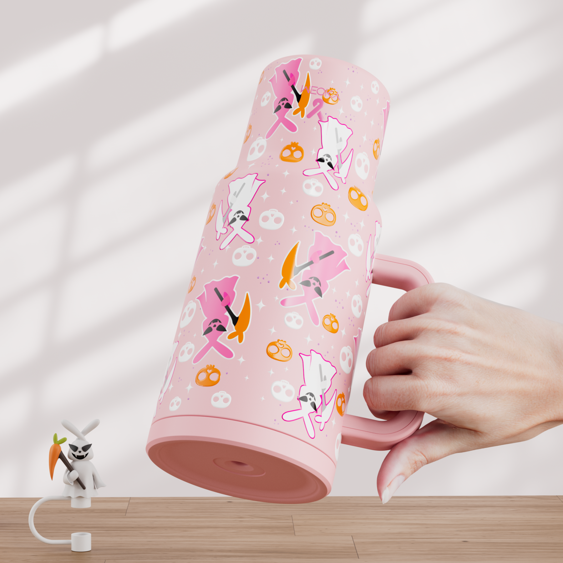 40oz Tumbler With Straw Halloween Special Edition-Halloween Pink Bunny