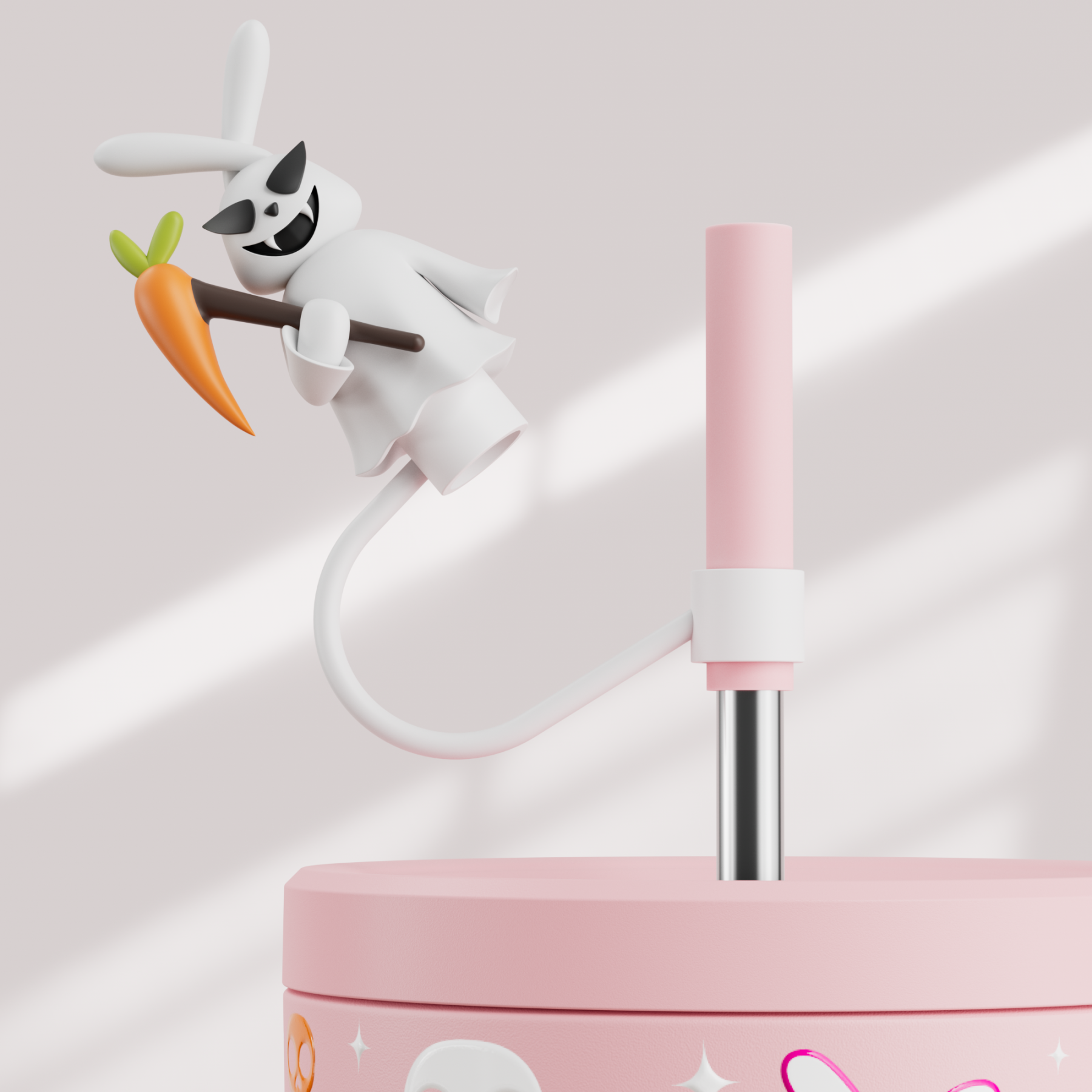 40oz Tumbler With Straw Halloween Special Edition-Halloween Pink Bunny