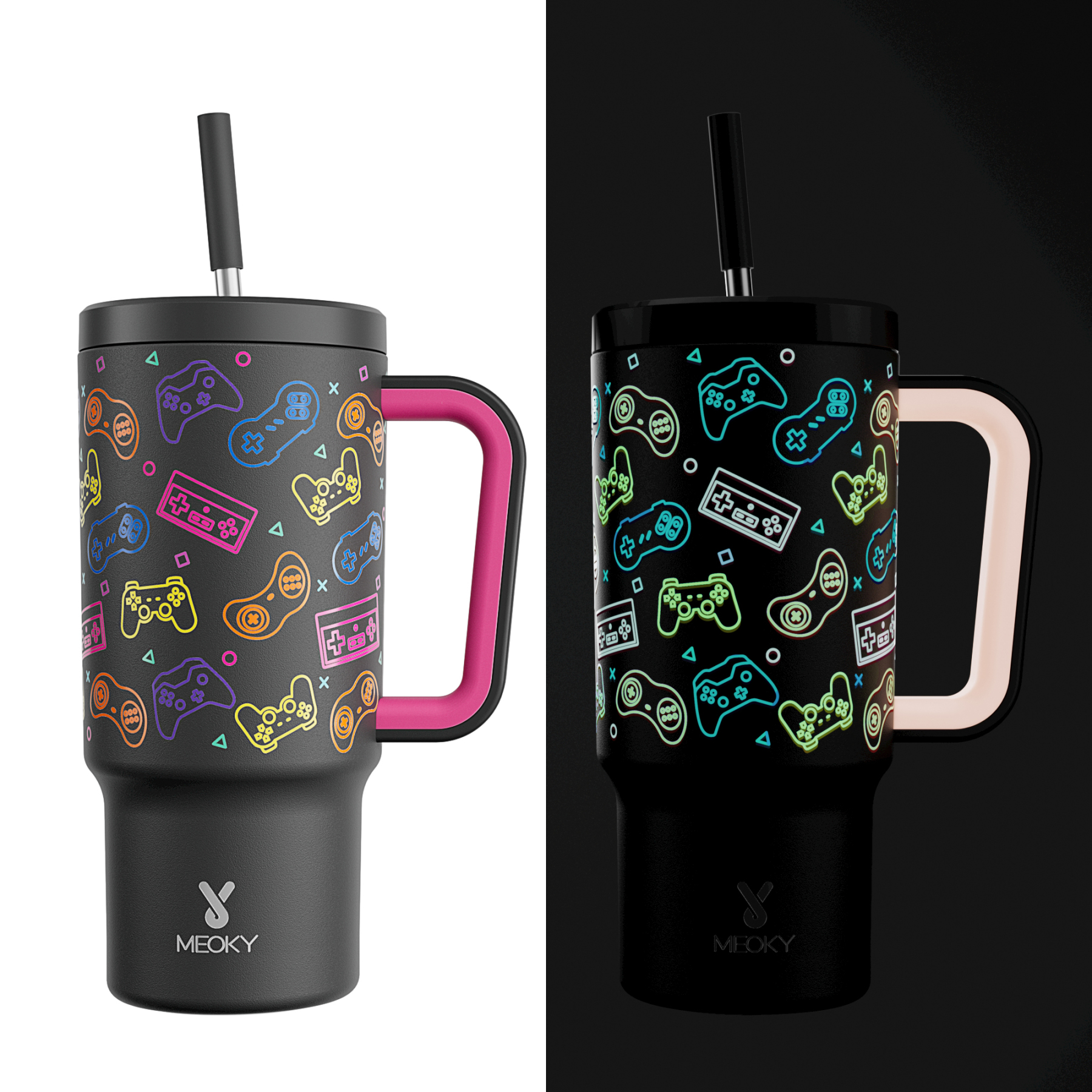 24oz Tumbler With Straw Luminous Series-Black game console