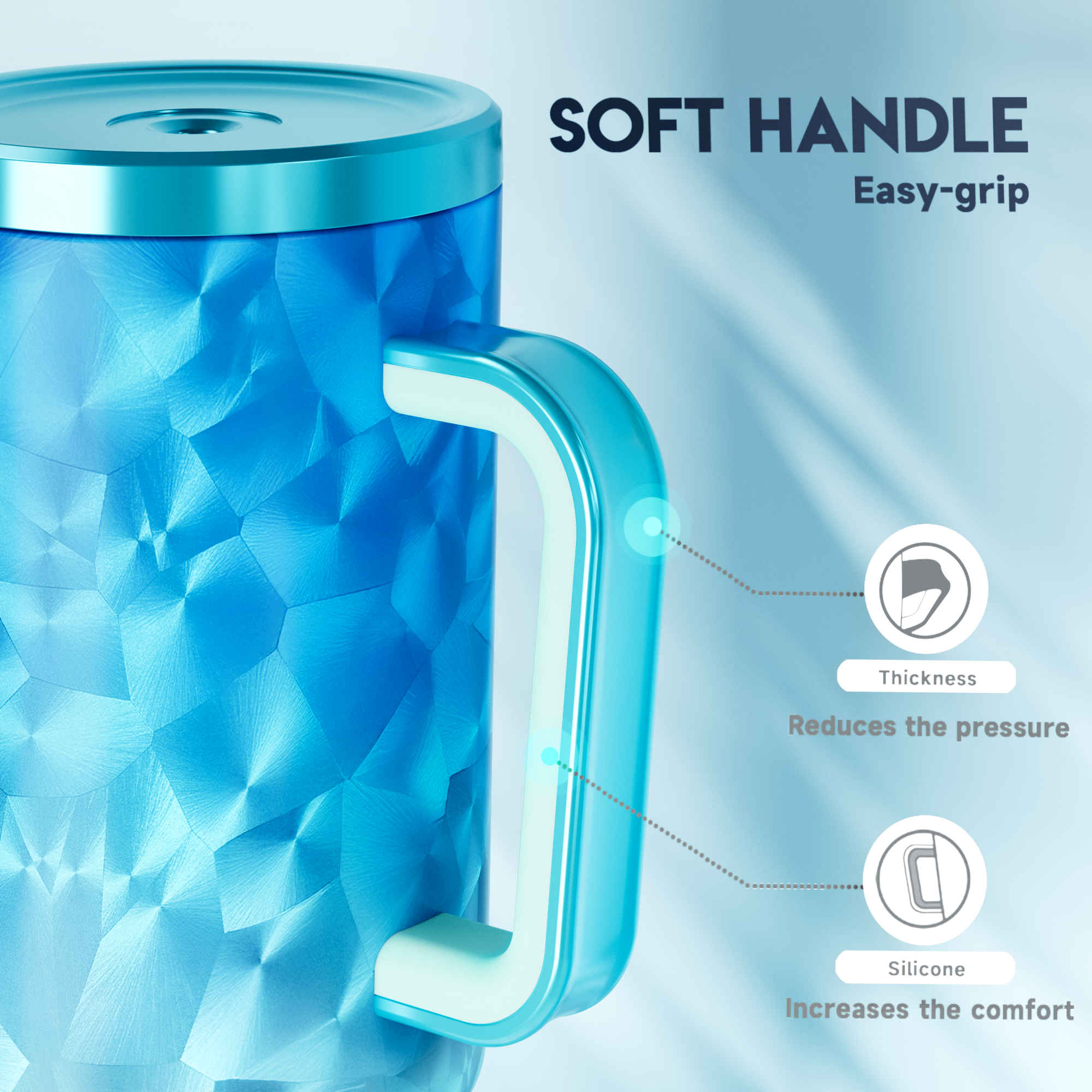40oz Tumbler With Straw Feather Pattern-Blue Feathers