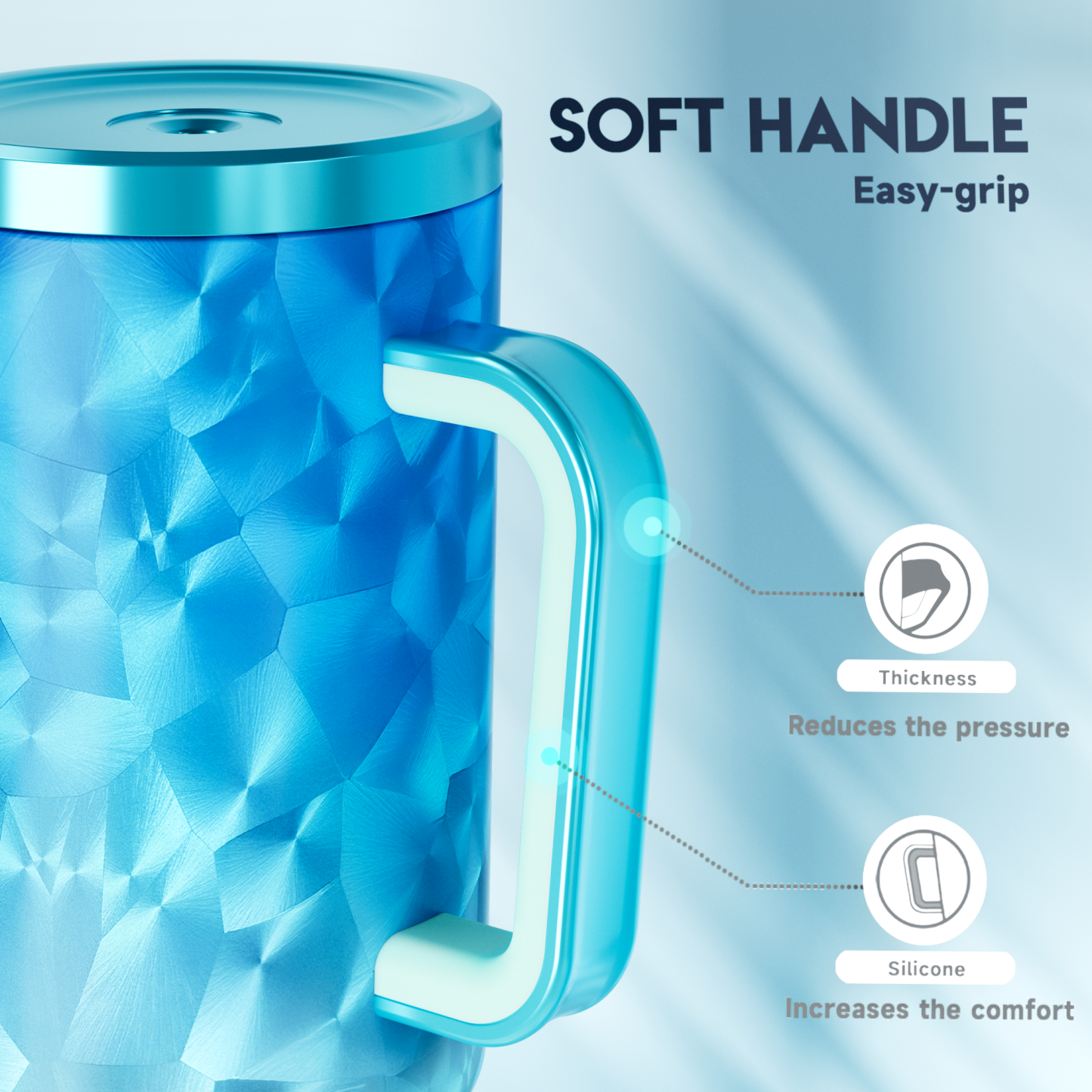 40oz Tumbler With Straw Feather Pattern-Blue Feathers