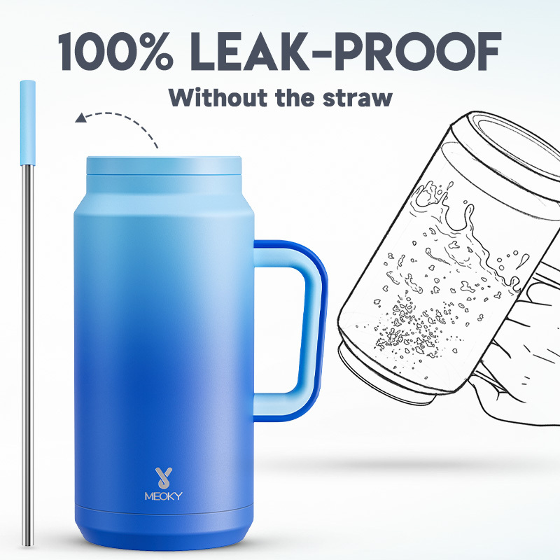 64oz water bottle straw gradient blue sky