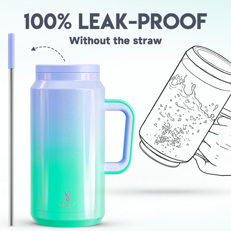 64oz water bottle straw gradient green purple