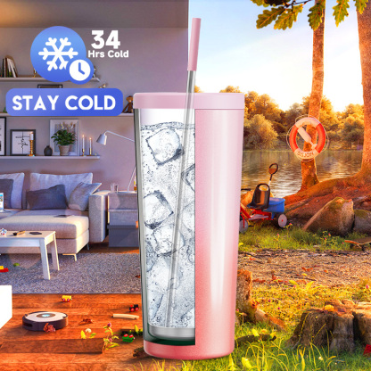24oz cold cup straw gradient red pink