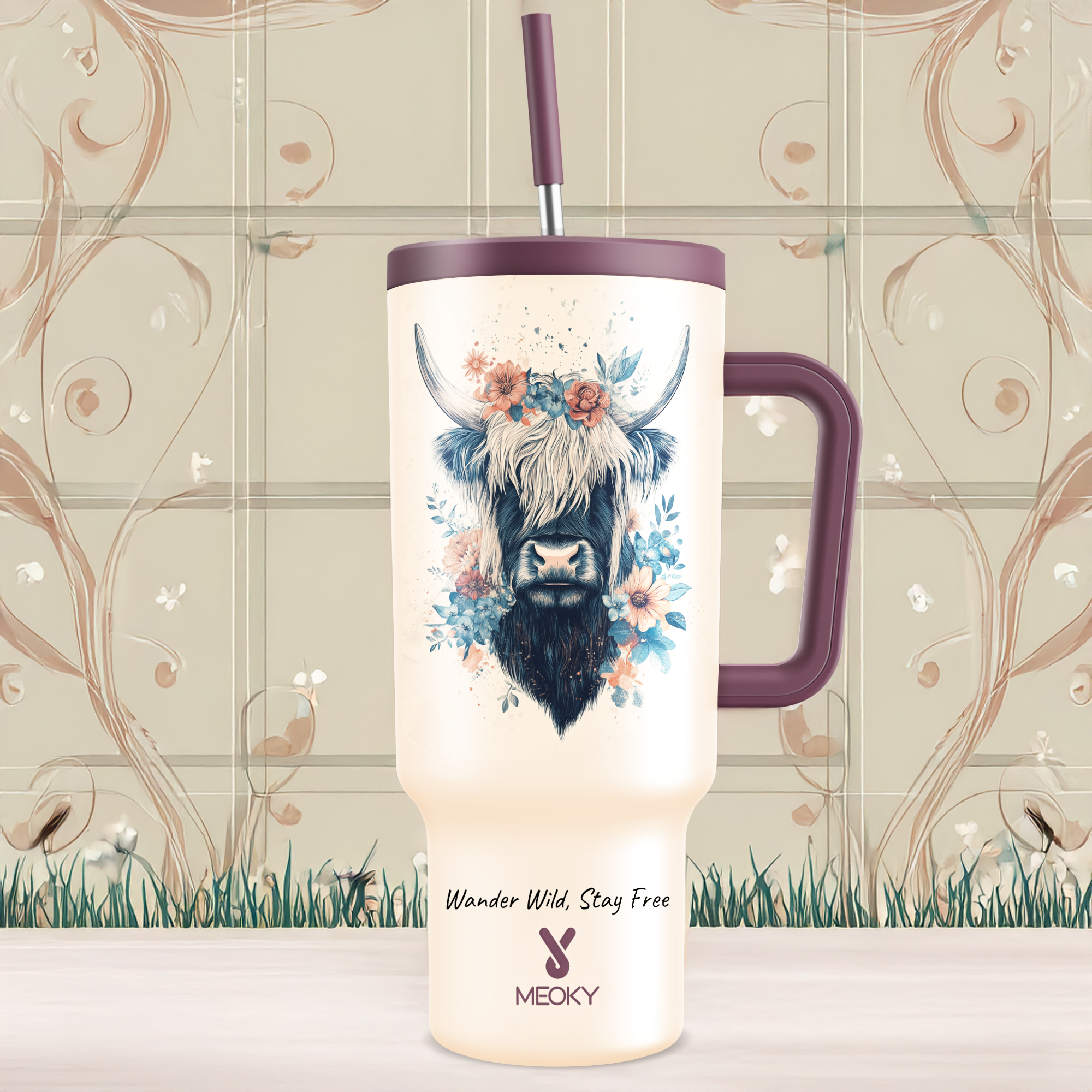 40oz Tumbler With Straw Customized - Highland Cow Collection - Gifts for yourself, family, friends, lovers!