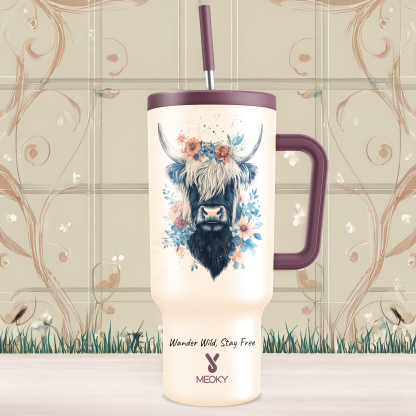 40oz Tumbler With Straw Customized - Highland Cow Collection - Gifts for yourself, family, friends, lovers!