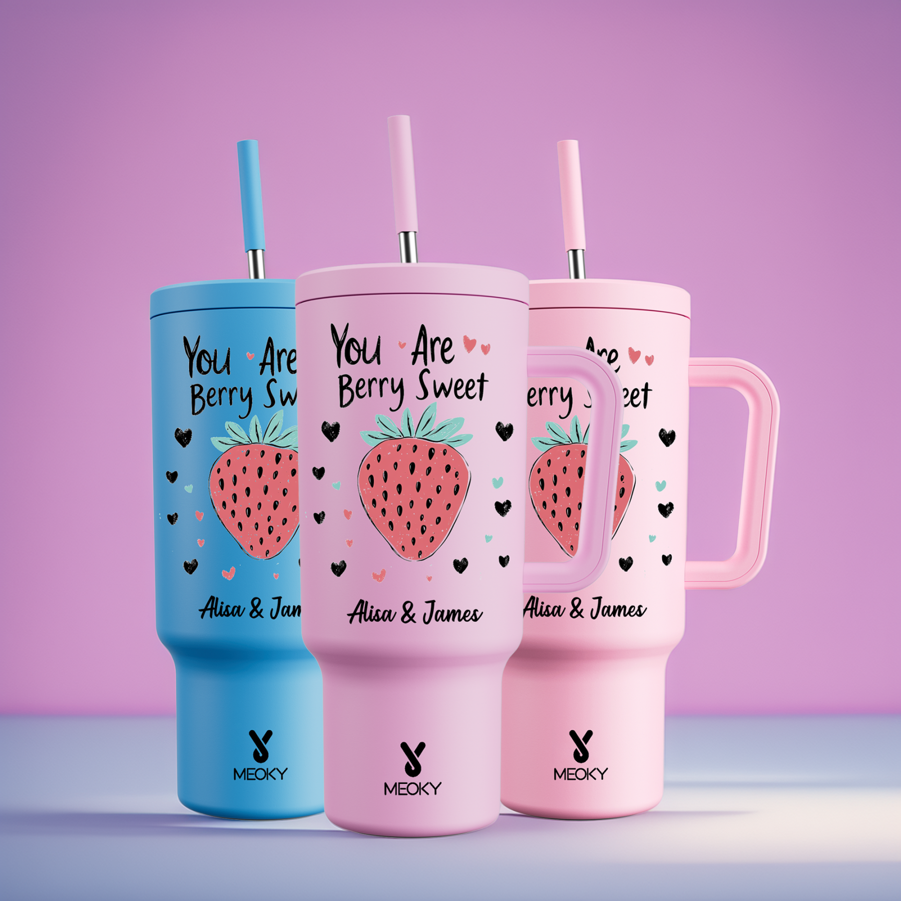 40oz Tumbler With Straw Customized - You Are Berry Sweet - The Perfect Warm Gift for Her, Couple, Lovers!