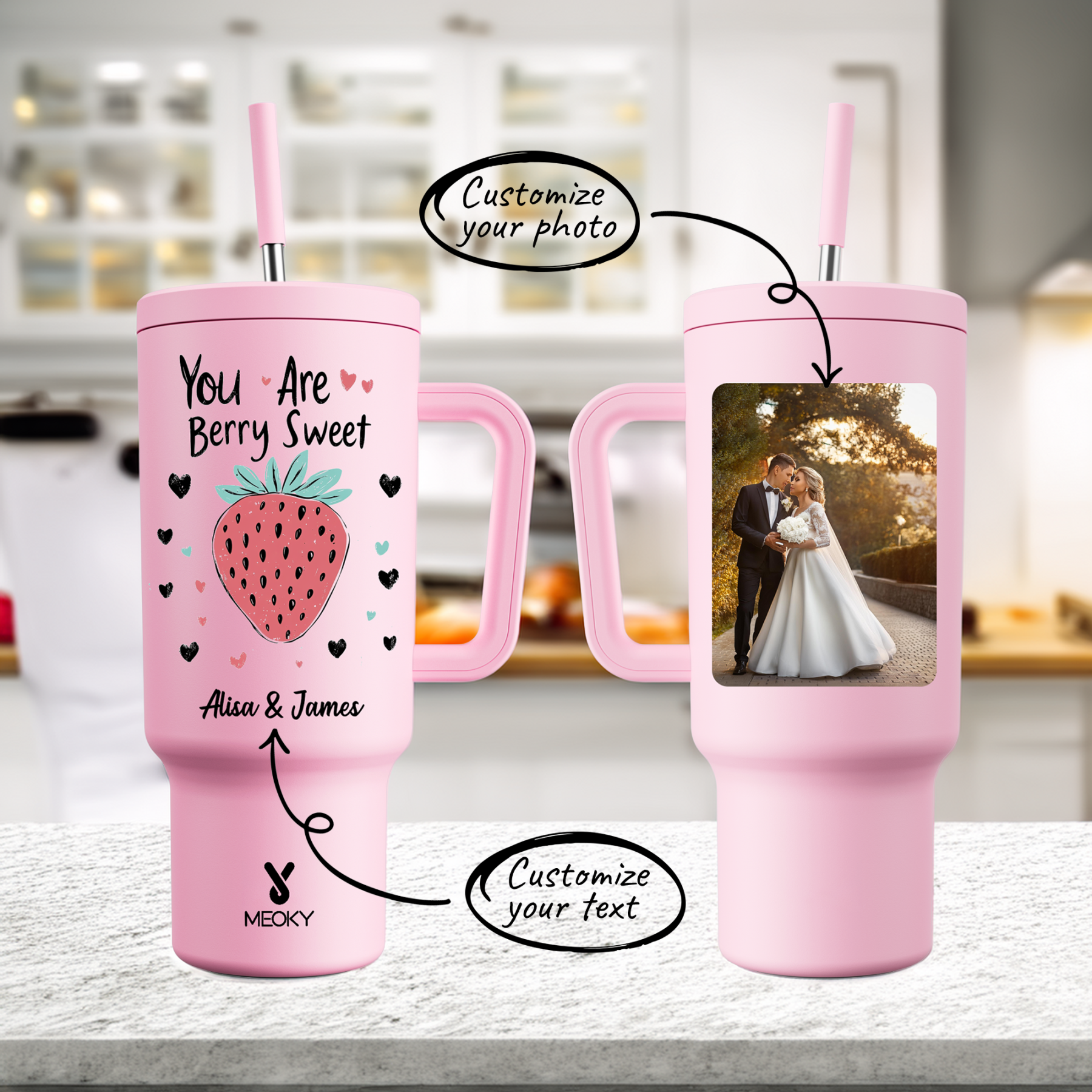 40oz Tumbler With Straw Customized - You Are Berry Sweet - The Perfect Warm Gift for Her, Couple, Lovers!