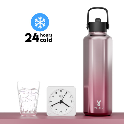 24oz hexagonal water bottle gradient pink silver