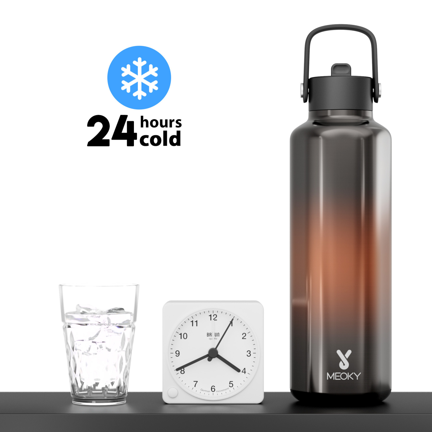 24oz hexagonal water bottle gradient black orange