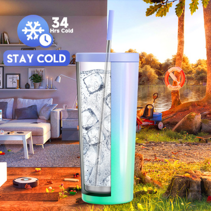 24oz cold cup straw gradient green purple