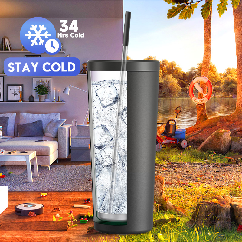 24oz cold cup straw pure black