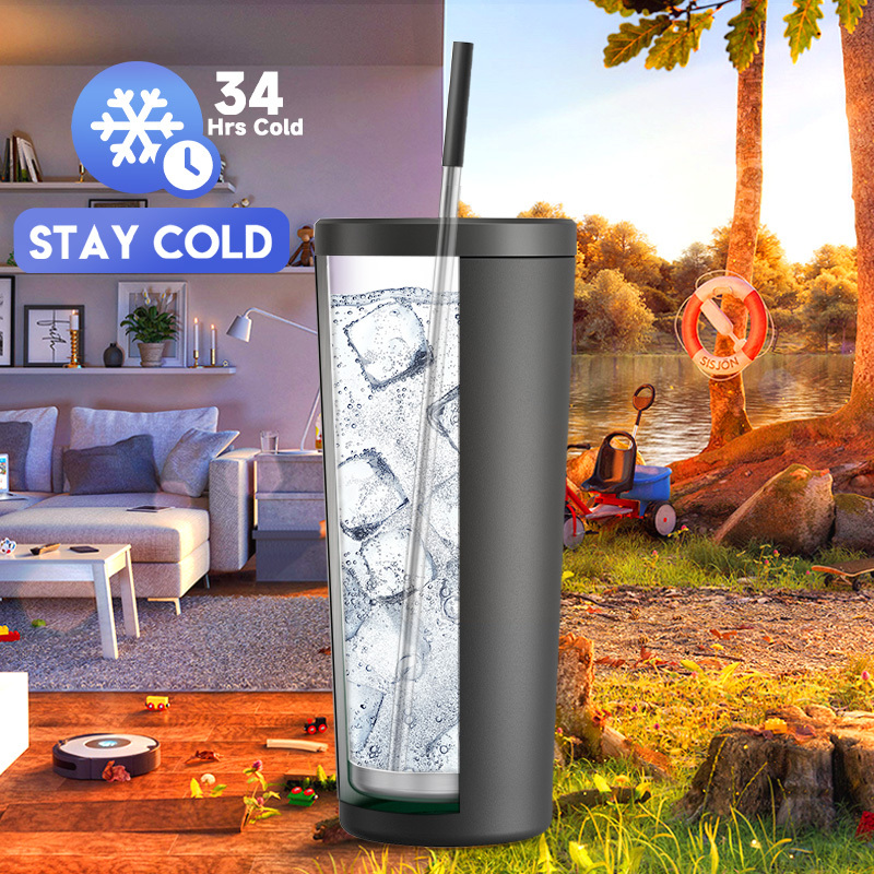 24oz cold cup straw pure black